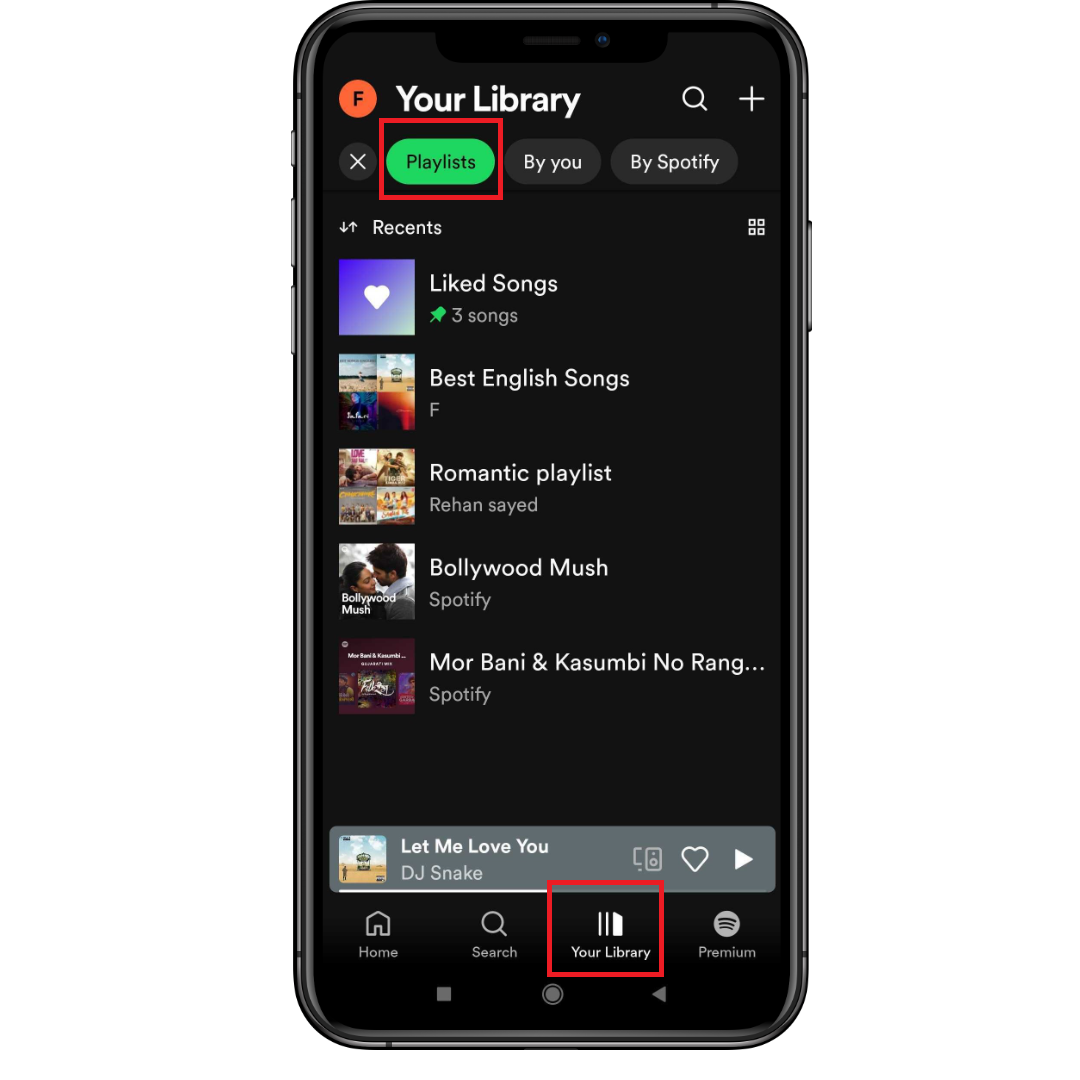 Go to Library and Tap the Playlist icon on Spotify