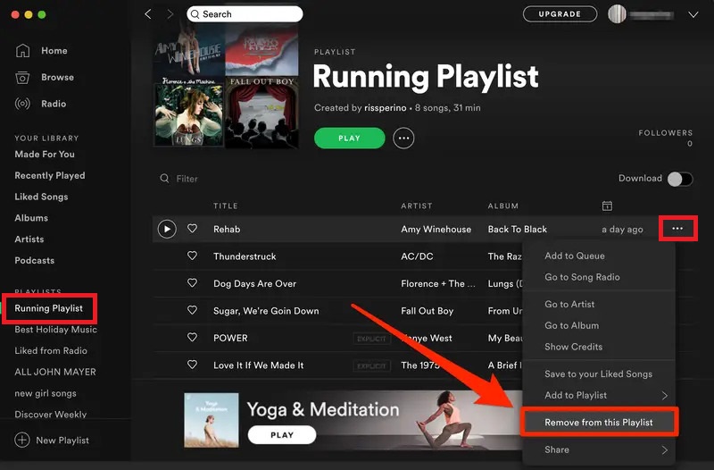 Removing a Song on Spotify Desktop Version