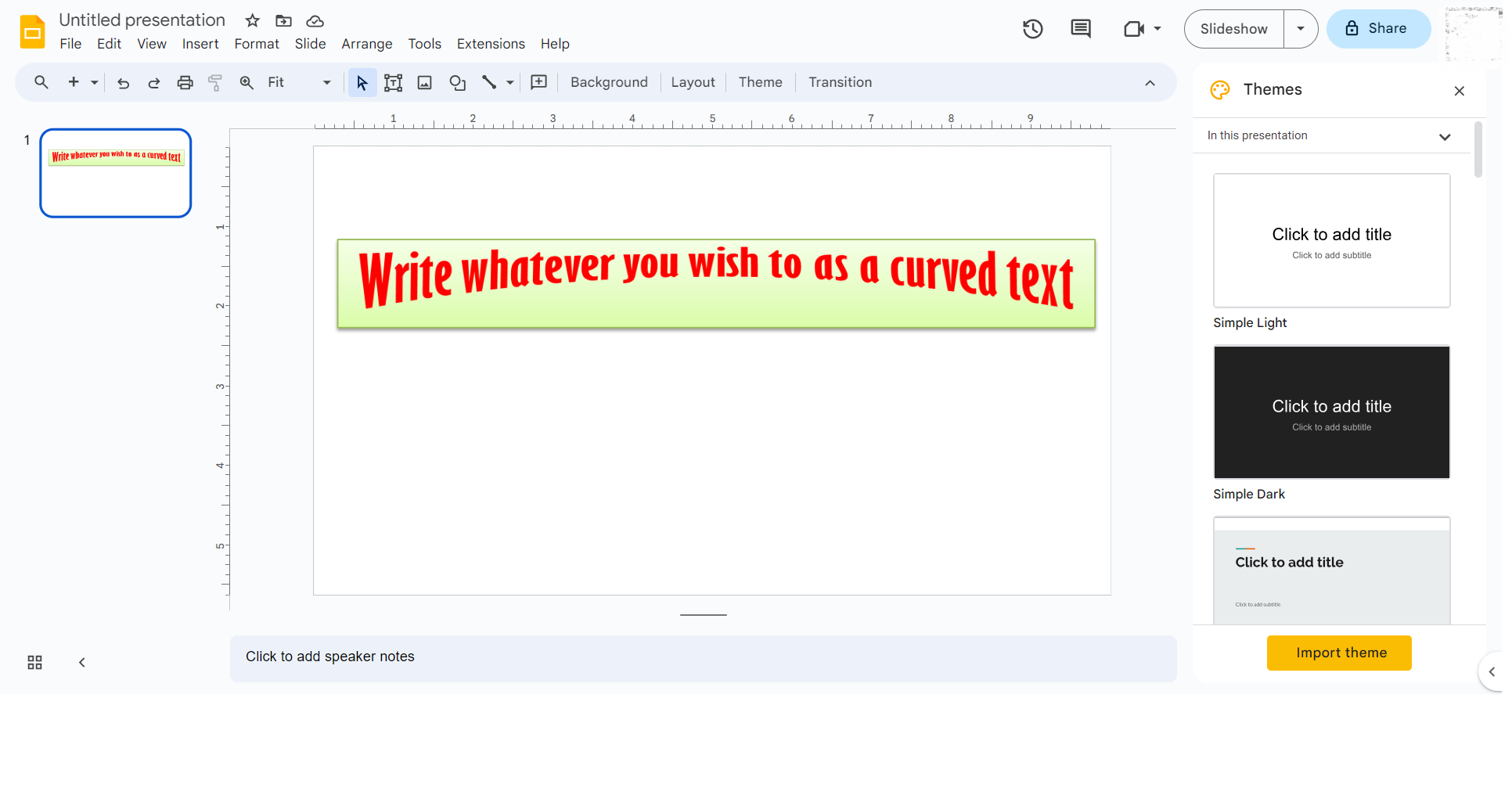 Example of Curved Text in Google Slides