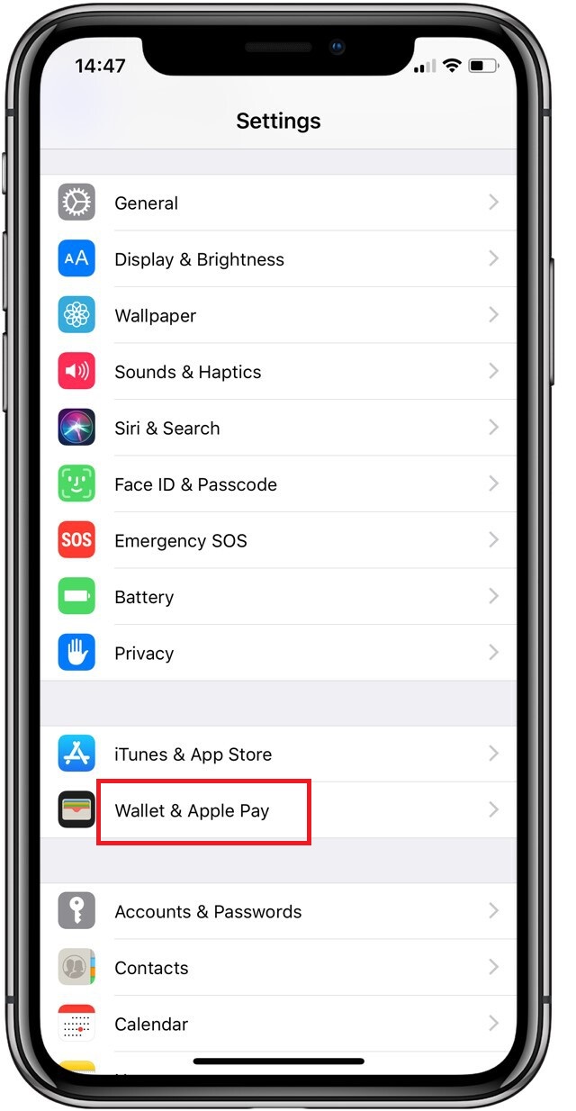 Wallet & Apple Pay in iPhone Settings