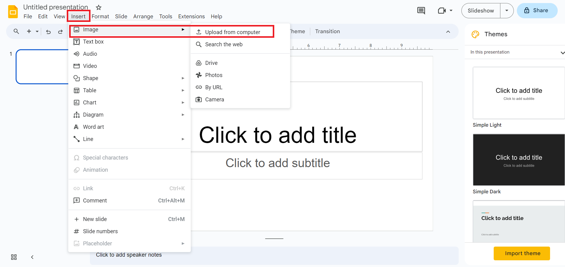 Insert Image in Google Slides