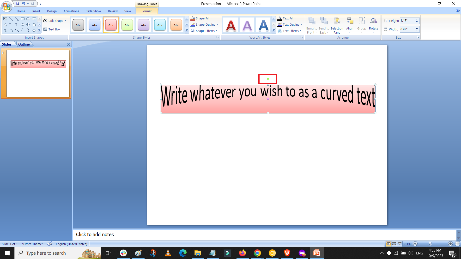 Rotate Textbox in Powerpoint