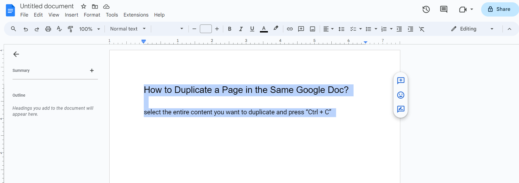 select the entire content you want to duplicate