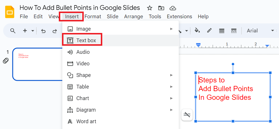 Add Textbox in Google Slides