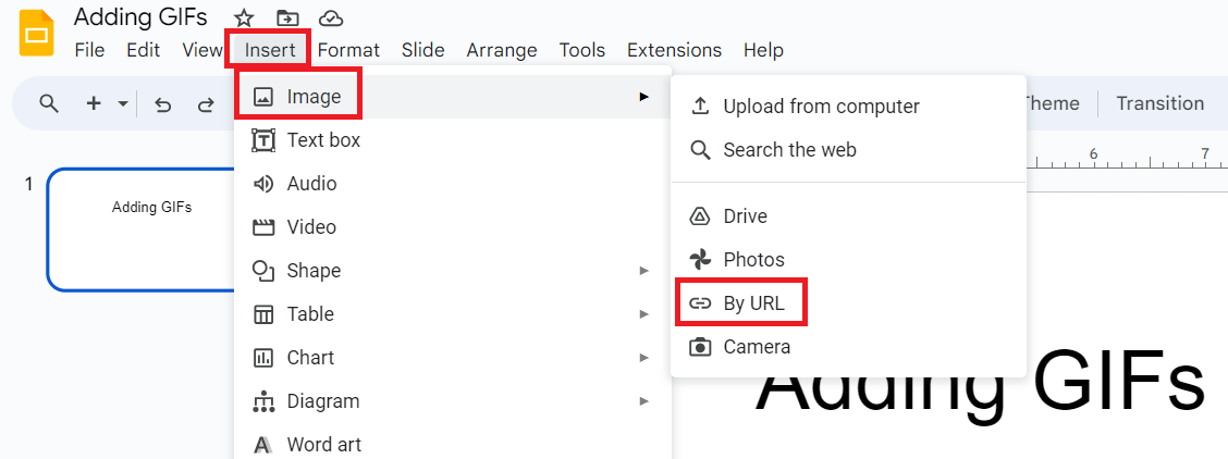 Adding GIFs Using URL in Google Slides