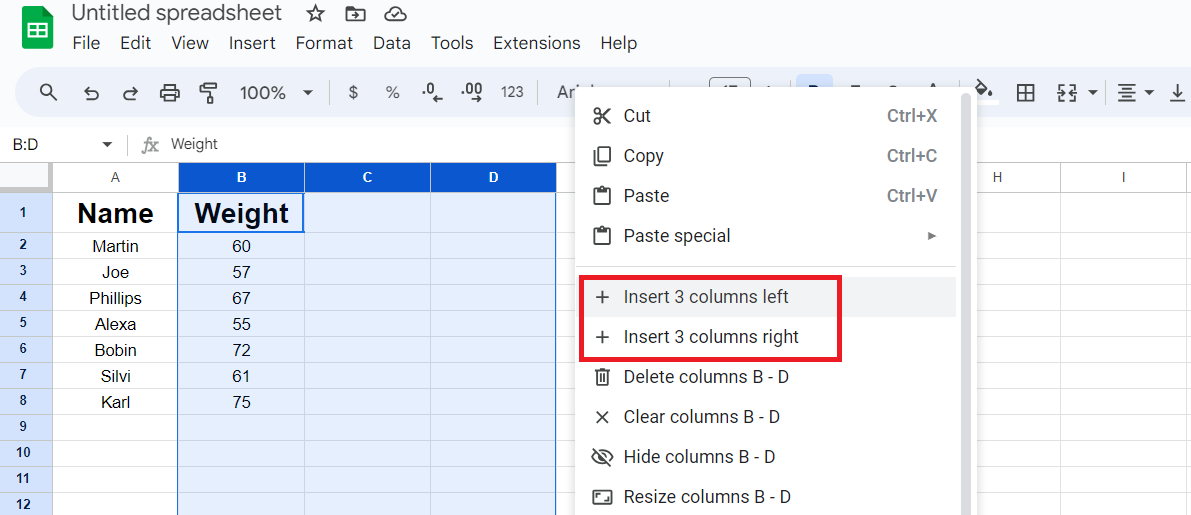 Adding Multiple Columns to a Google Sheet