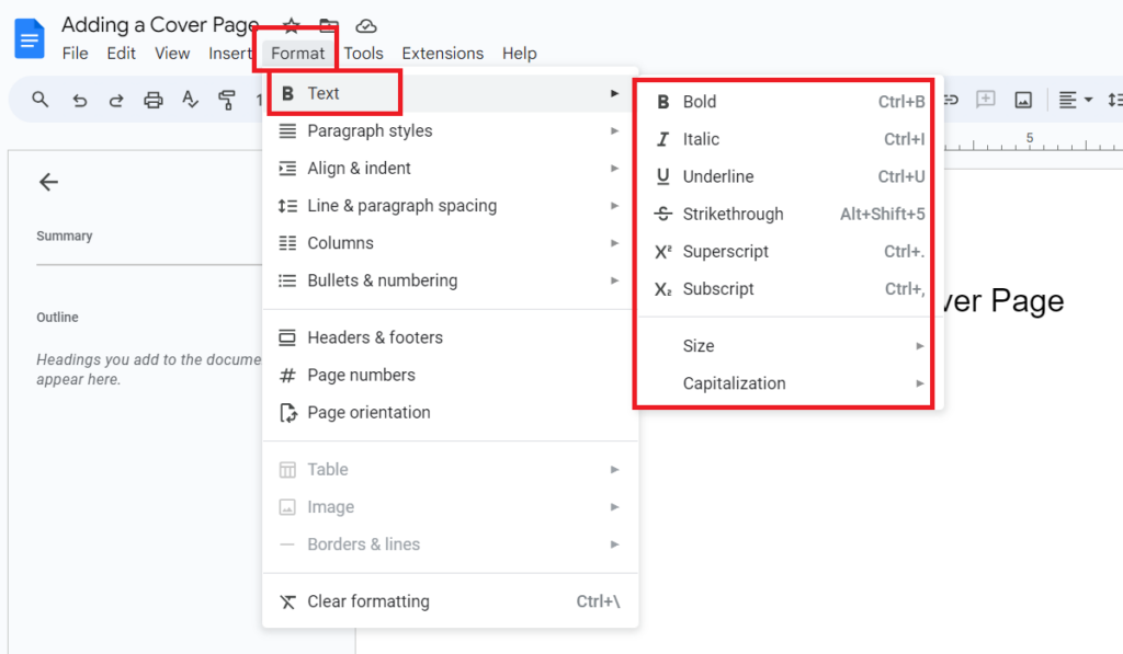 Adding and Formatting Text in Google Docs
