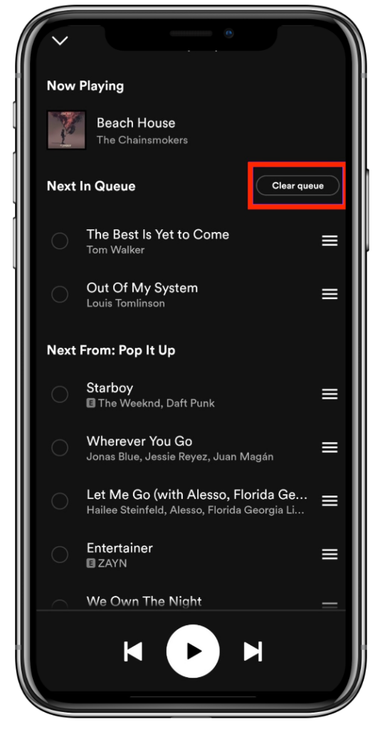 Clear Queue on Spotify
