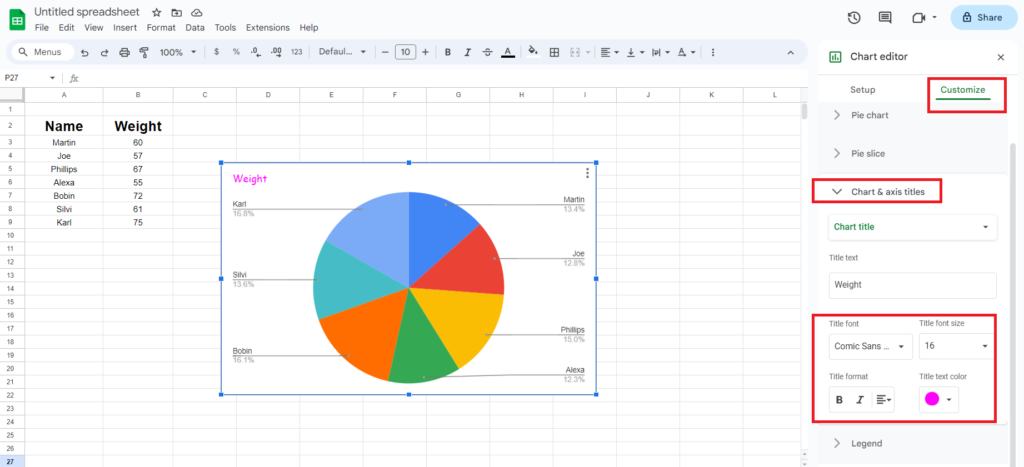 Customizing Your Pie Chart in Google Sheets