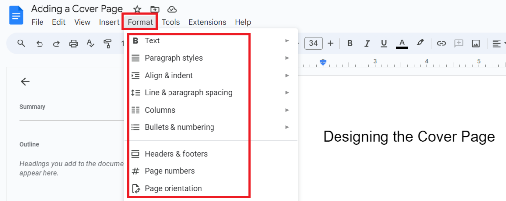 Formatting and Style in google doc