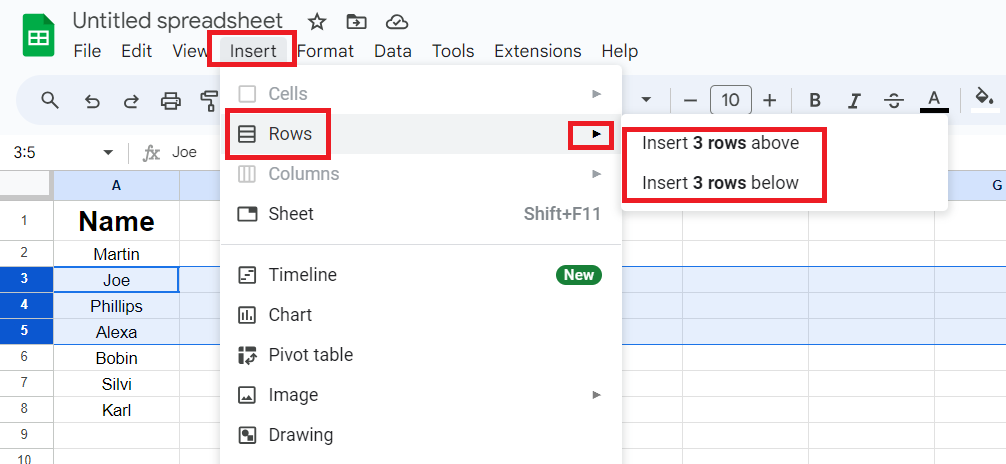 Insert Multiple Rows in Google Sheet