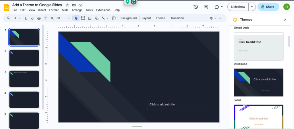 The Changed Theme in Google Slides