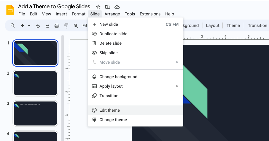 Editing Theme in Google Slides