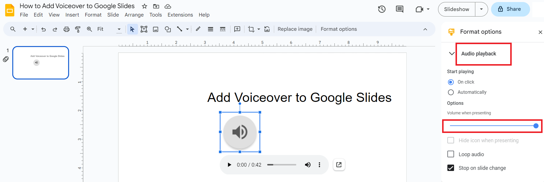 Select playback mode, volume levels from editor