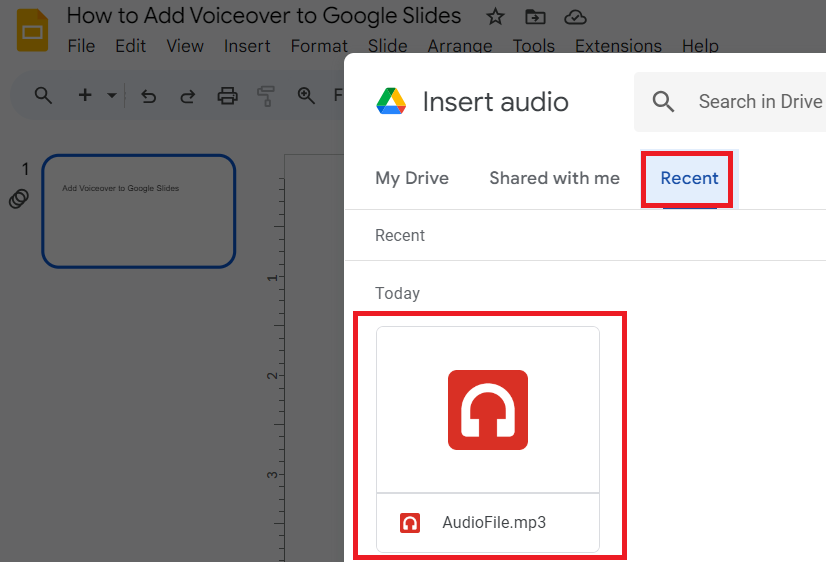 Browse and Select The Audio File