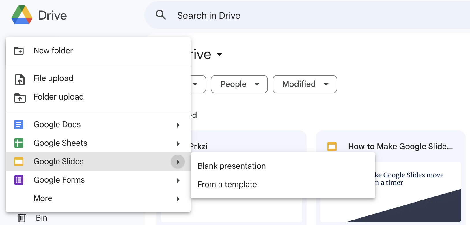 Choose a Google Slide