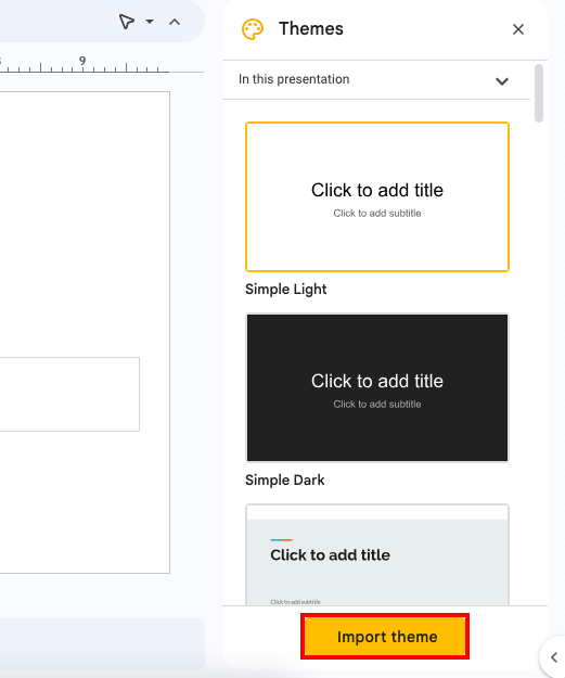 Import Theme on Google Slides