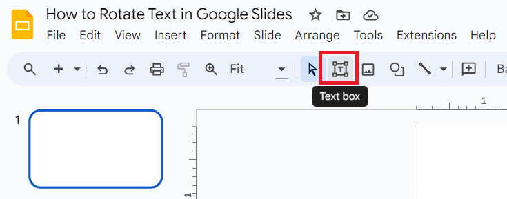 Select Text box from the ribbon menu