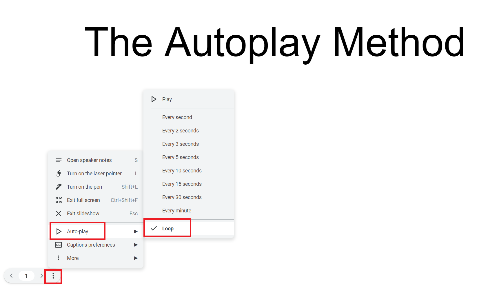 Select Loop in Autoplay Settings