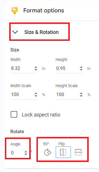 Enter Degree of Rotation in Google Slides