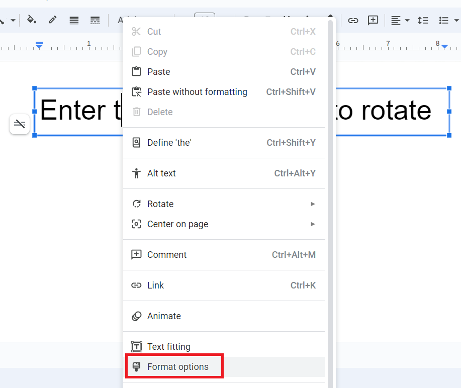 format options in google slides