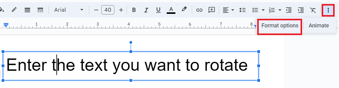 tap three dots and select format options in google slides