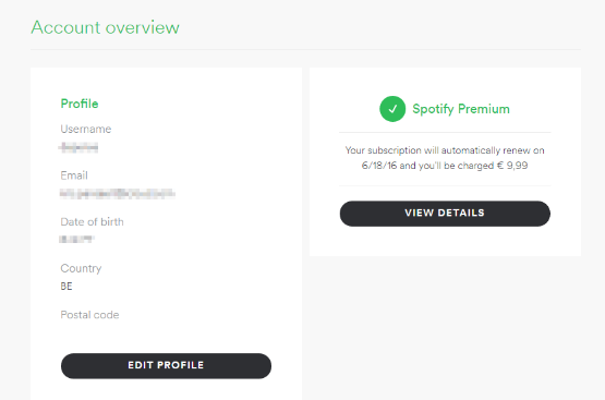 Account Overview in Spotify