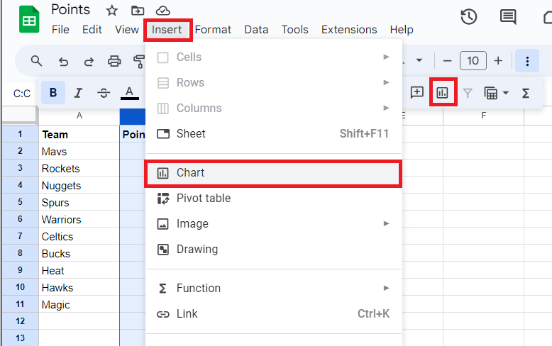 Add a Chart to Google Sheets