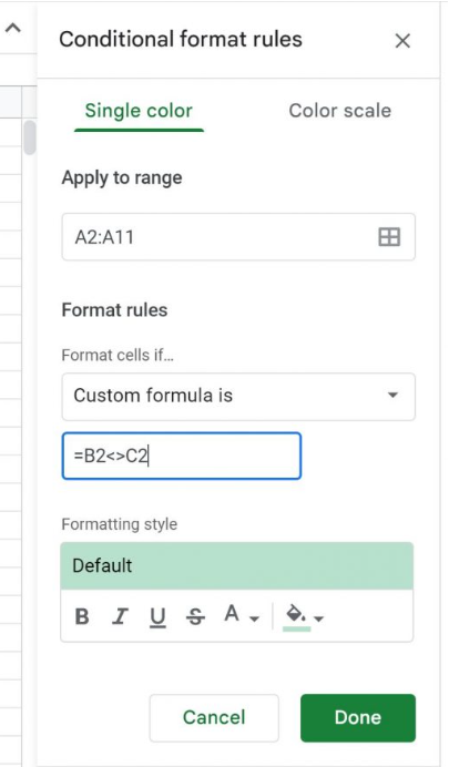 Applying Conditional Formula