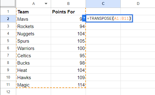 Complete Transpose Formula