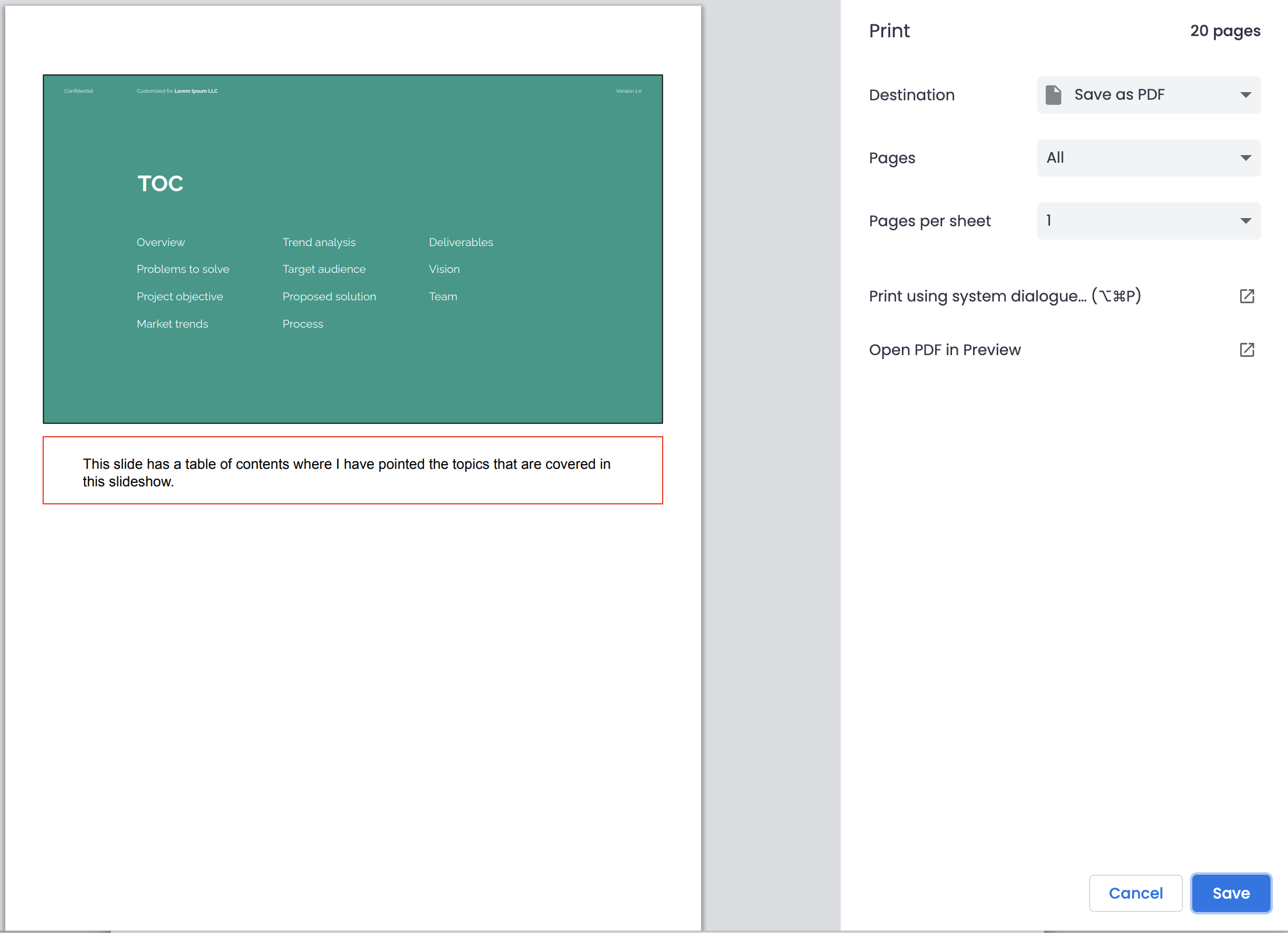 Confirm Notes Visibility and Print