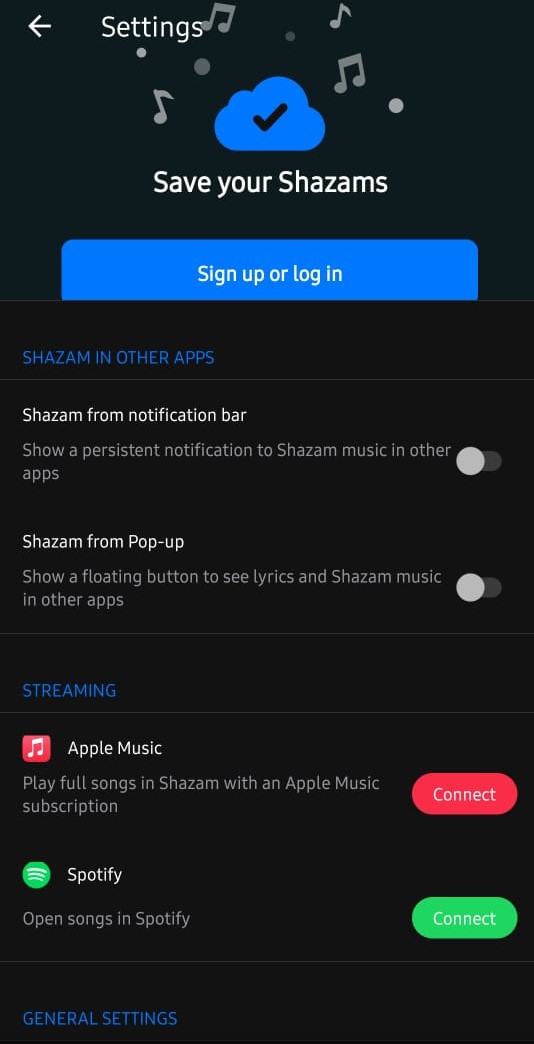 Connect Spotify with Shazam