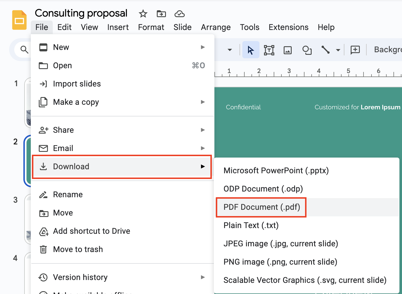 Downloading Slides File as PDF