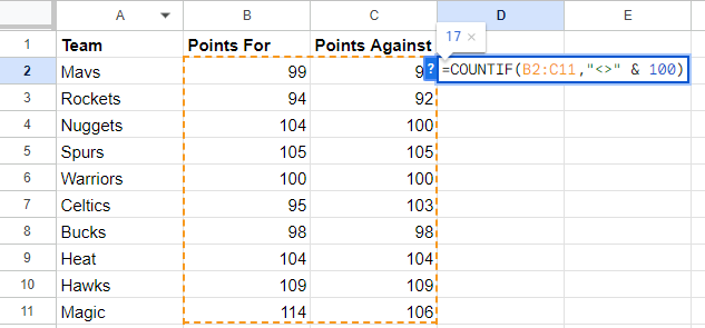 Example of Count Function