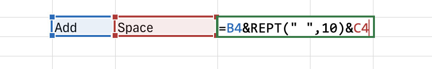 Formula to Add Multiple Space