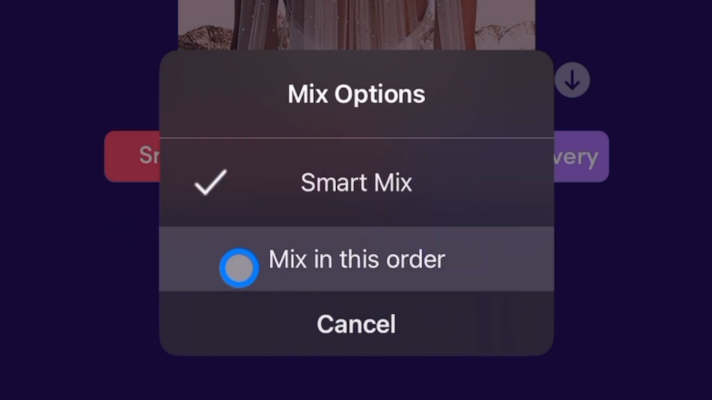 Mix in this order Option