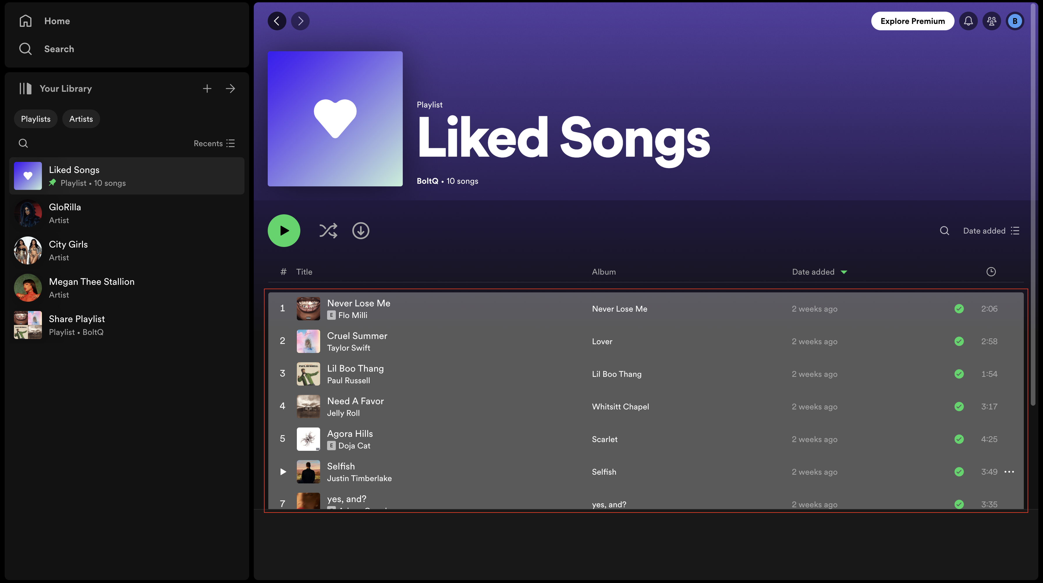 Select All Songs Using Ctrl + A
