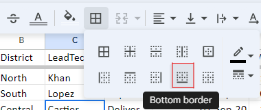 Select Bottom Border