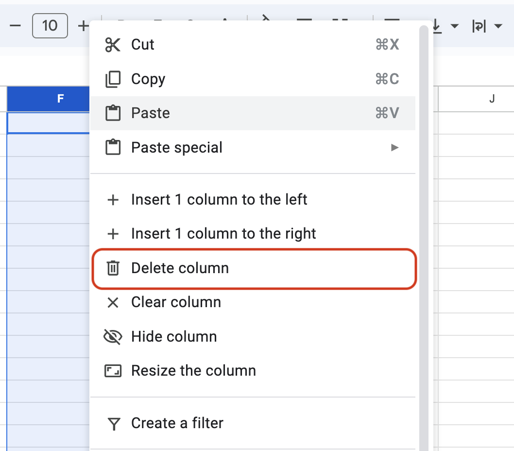 Select Delete Column