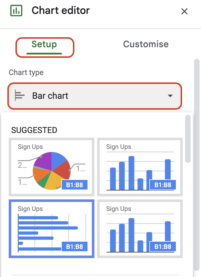 Select a Bar Chart