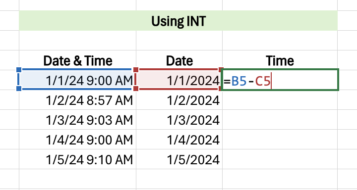 Seperating time from data