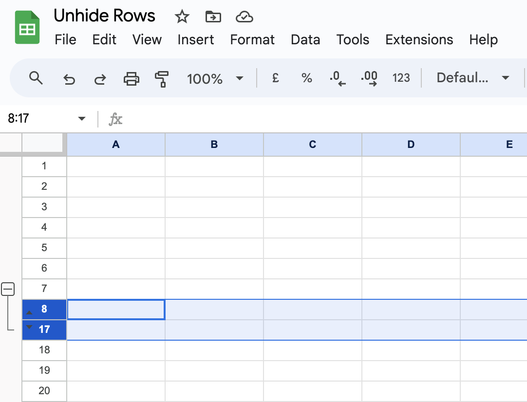 Use the Symbol to Hide and Unhide Rows