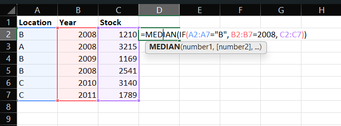 Calculating Median If for Multiple Criteria